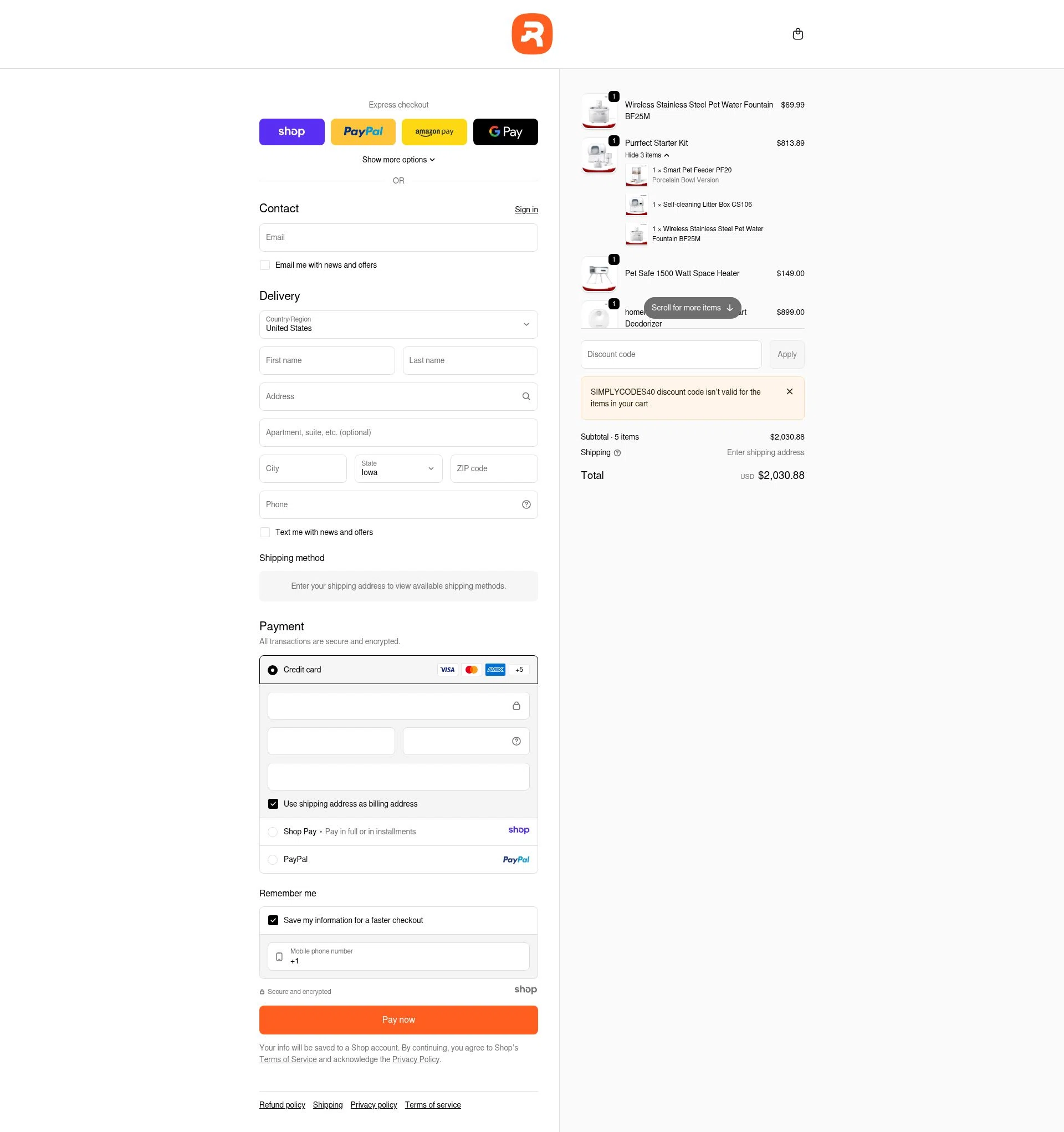 Homerunpet US checkout page showing Homerunpet US promo code box | Screenshot taken by SimplyCodes community member on Dec 23, 2025