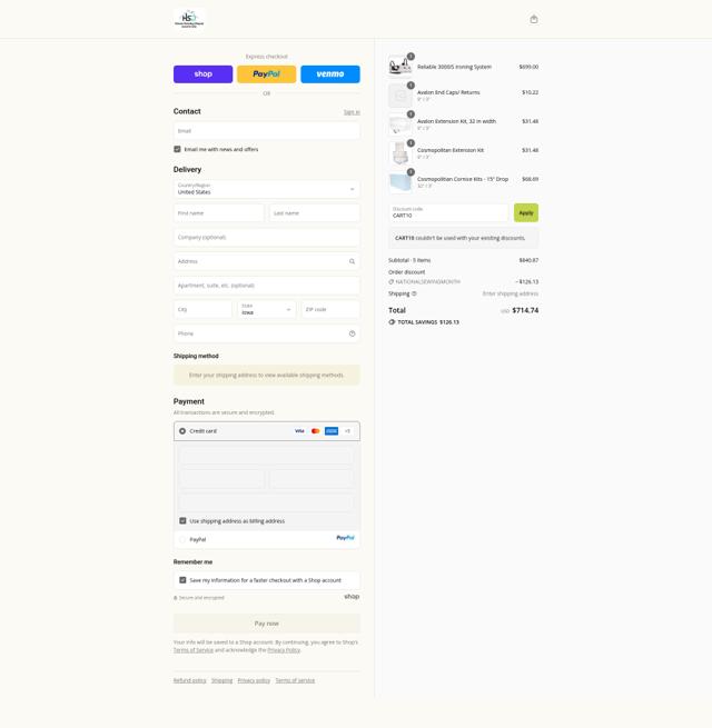 Home Sewing Depot checkout page showing Home Sewing Depot discount code box | Screenshot taken by SimplyCodes community member on Sep 15, 2025