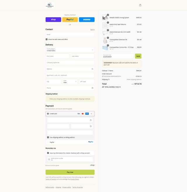 Home Sewing Depot checkout page showing Home Sewing Depot discount code box | Screenshot taken by SimplyCodes community member on Sep 15, 2025