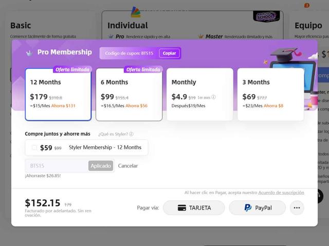 Homestyler checkout page showing Homestyler coupon code box | Screenshot taken by SimplyCodes community member on Sep 3, 2025