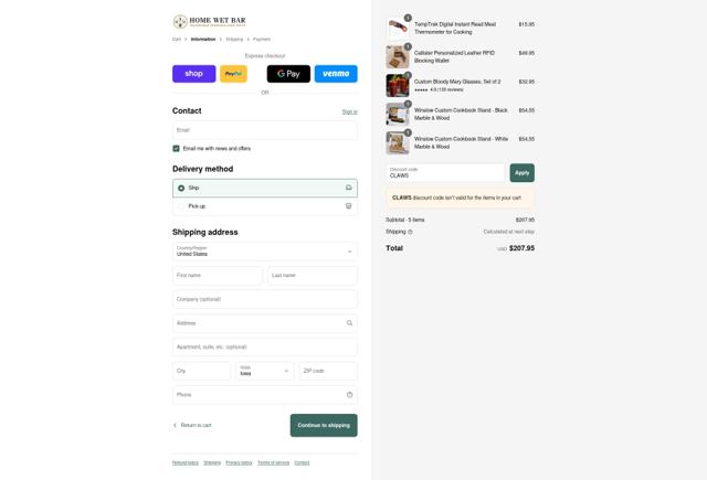 HomeWetBar checkout page showing HomeWetBar discount code box | Screenshot taken by SimplyCodes community member on Sep 17, 2025