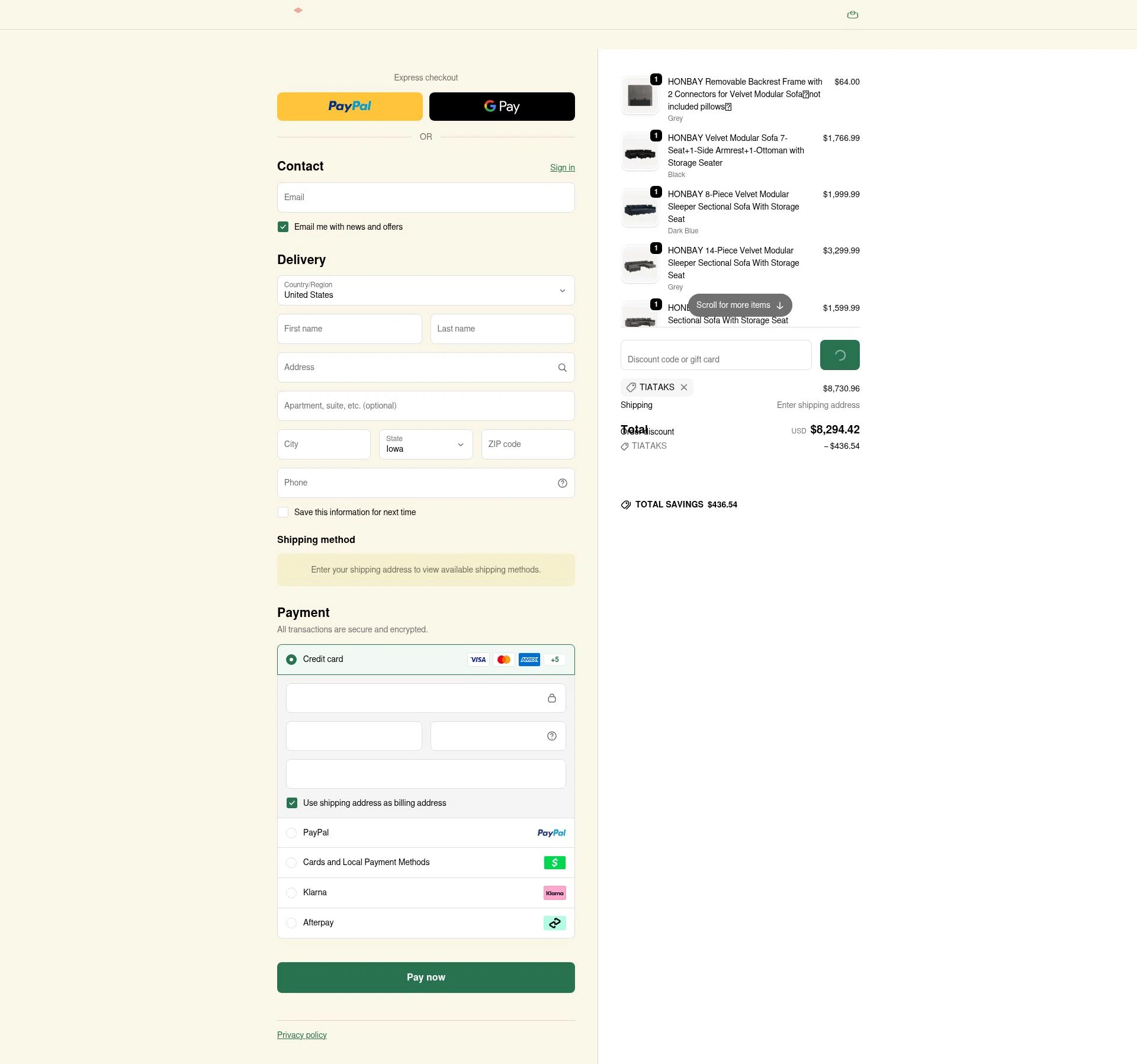 HONBAY checkout page showing HONBAY discount code box | Screenshot taken by SimplyCodes community member on Feb 7, 2026