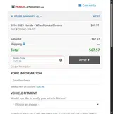 Honda Car Parts Direct coupon verification screenshot