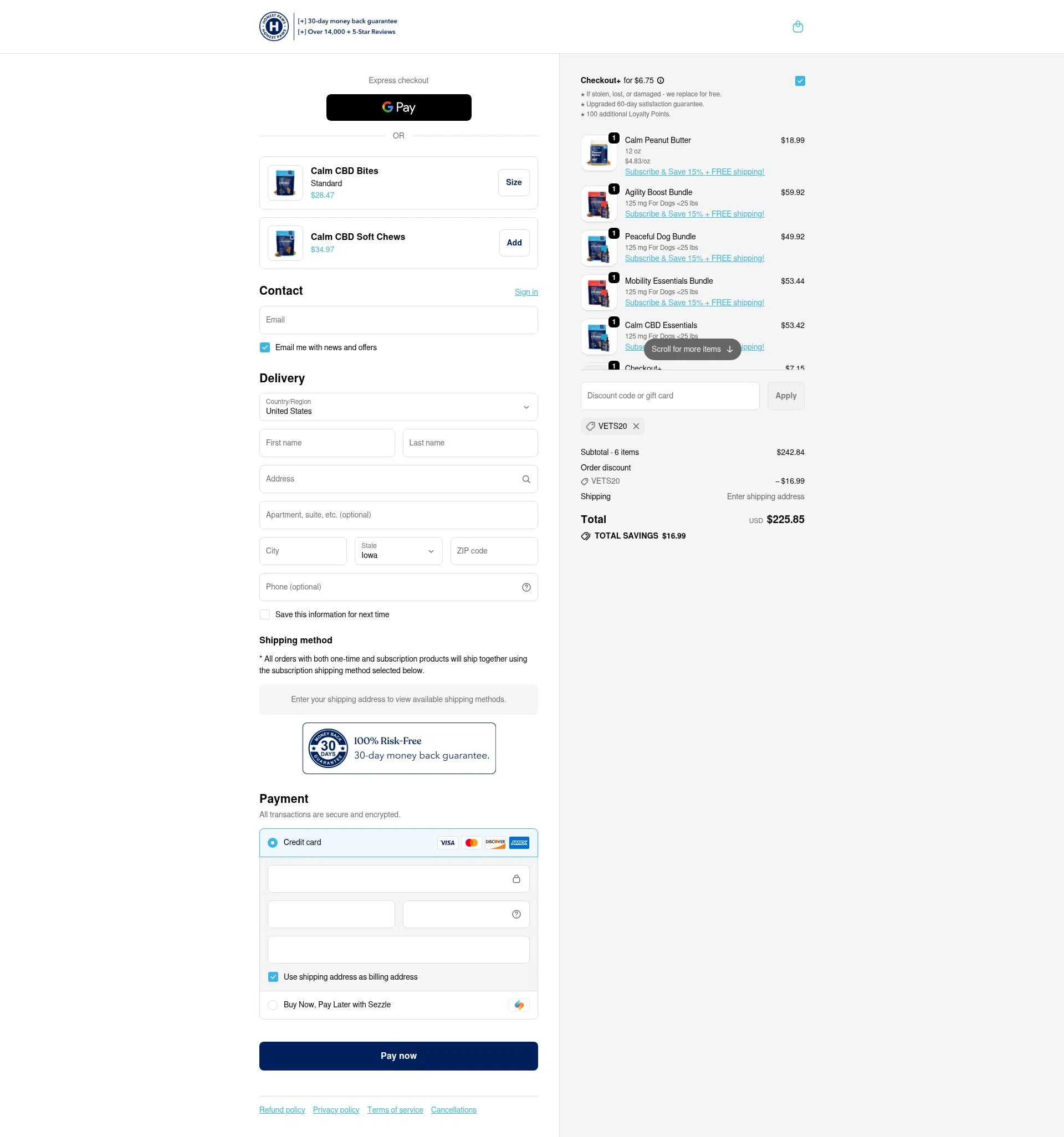 Honest Paws checkout page showing Honest Paws discount code box | Screenshot taken by SimplyCodes community member on Feb 5, 2026