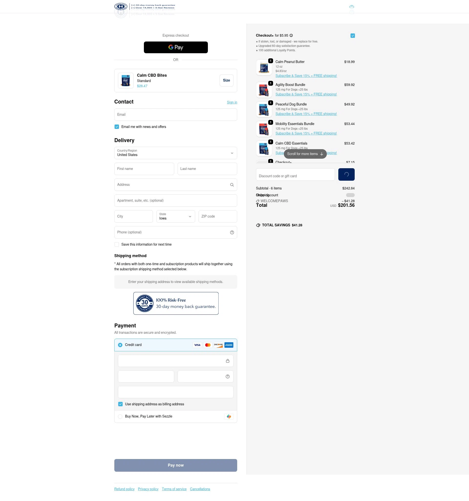 Honest Paws checkout page showing Honest Paws discount code box | Screenshot taken by SimplyCodes community member on Feb 1, 2026