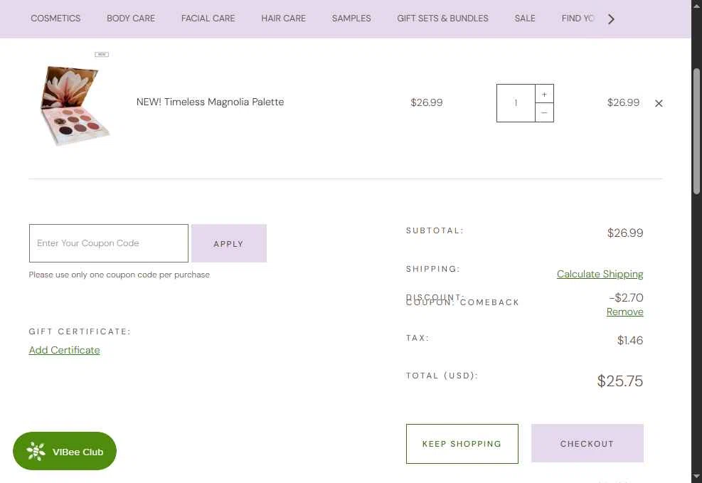 Honeybee Gardens checkout page showing Honeybee Gardens coupon code box | Screenshot taken by SimplyCodes community member on Jan 17, 2026