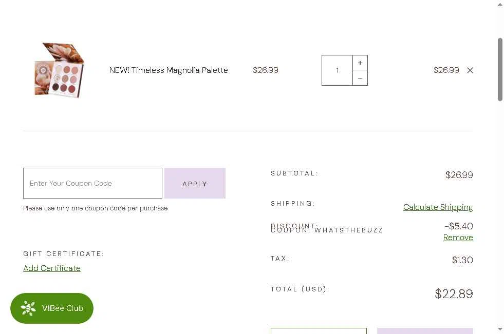 Honeybee Gardens checkout page showing Honeybee Gardens coupon code box | Screenshot taken by SimplyCodes community member on Jan 29, 2026
