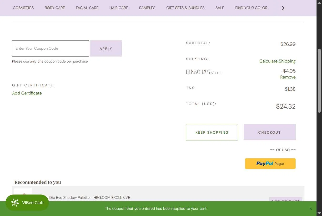 Honeybee Gardens checkout page showing Honeybee Gardens coupon code box | Screenshot taken by SimplyCodes community member on Nov 3, 2025