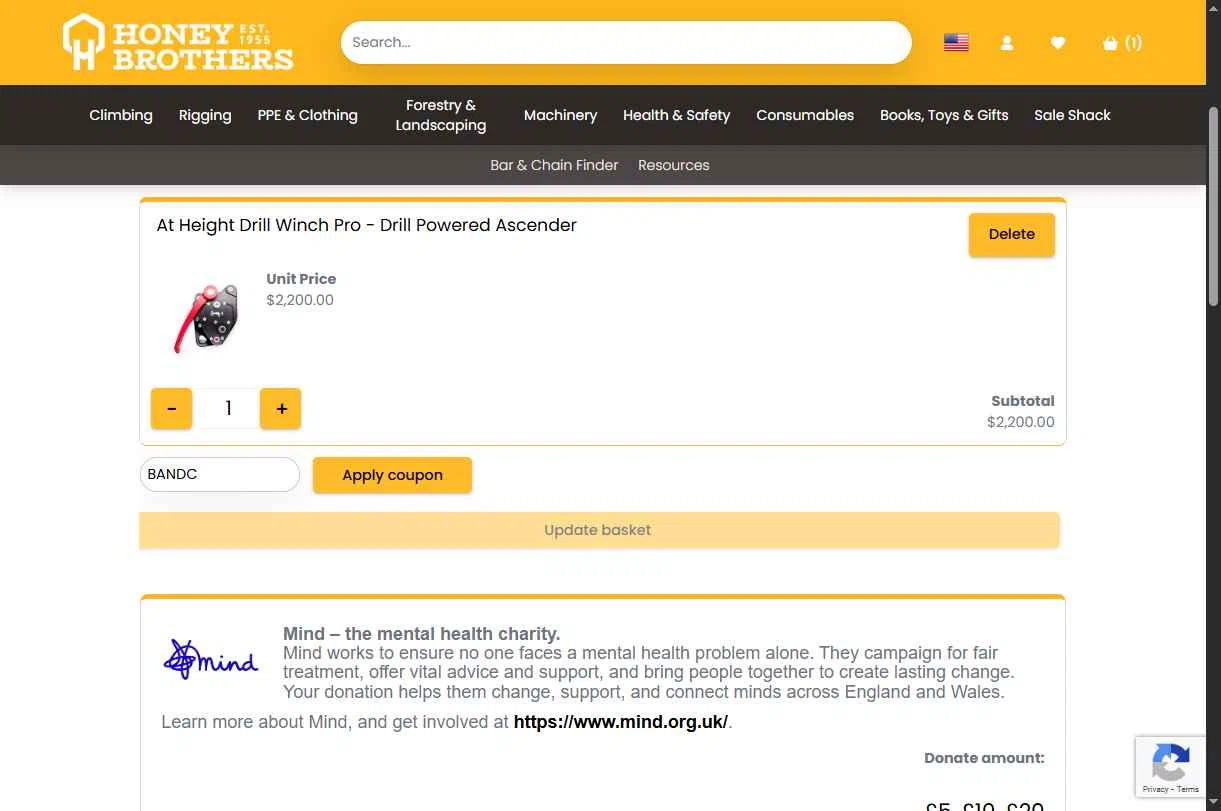 Honey Brothers checkout page showing Honey Brothers discount code box | Screenshot taken by SimplyCodes community member on Sep 6, 2025