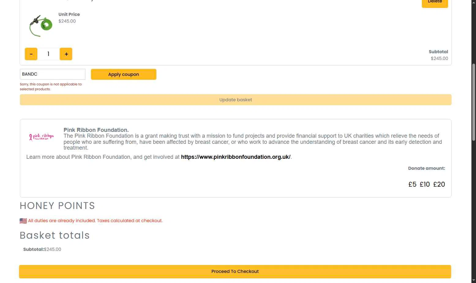 Honey Brothers checkout page showing Honey Brothers discount code box | Screenshot taken by SimplyCodes community member on Nov 4, 2025