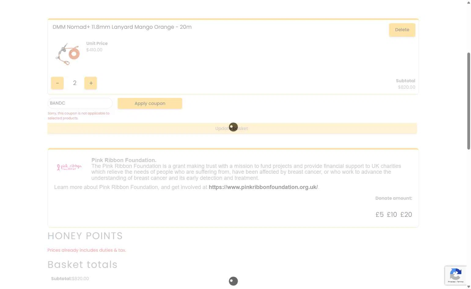 Honey Brothers checkout page showing Honey Brothers discount code box | Screenshot taken by SimplyCodes community member on Oct 27, 2025