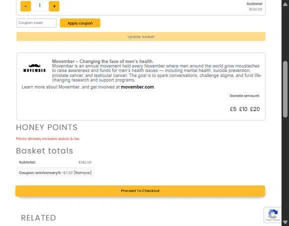 Honey Brothers checkout page showing Honey Brothers discount code box | Screenshot taken by SimplyCodes community member on Feb 11, 2026
