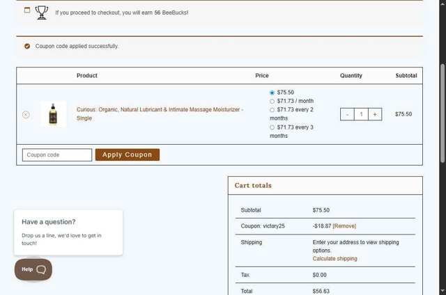 Honey Colony checkout page showing Honey Colony promo code box | Screenshot taken by SimplyCodes community member on Sep 3, 2025
