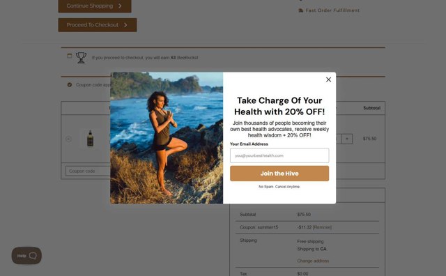 Honey Colony checkout page showing Honey Colony promo code box | Screenshot taken by SimplyCodes community member on Aug 28, 2025