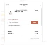 HONEY coupon verification screenshot