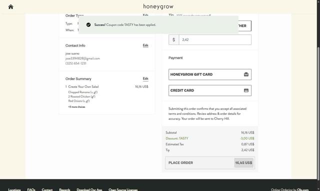 Honeygrow checkout page showing Honeygrow coupon code box | Screenshot taken by SimplyCodes community member on Jul 4, 2025
