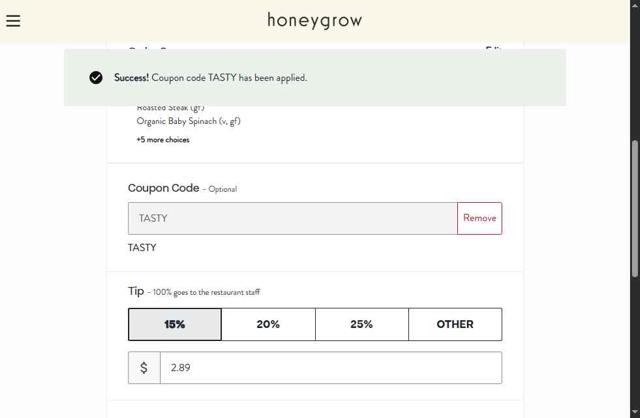 Honeygrow checkout page showing Honeygrow coupon code box | Screenshot taken by SimplyCodes community member on Jul 14, 2025
