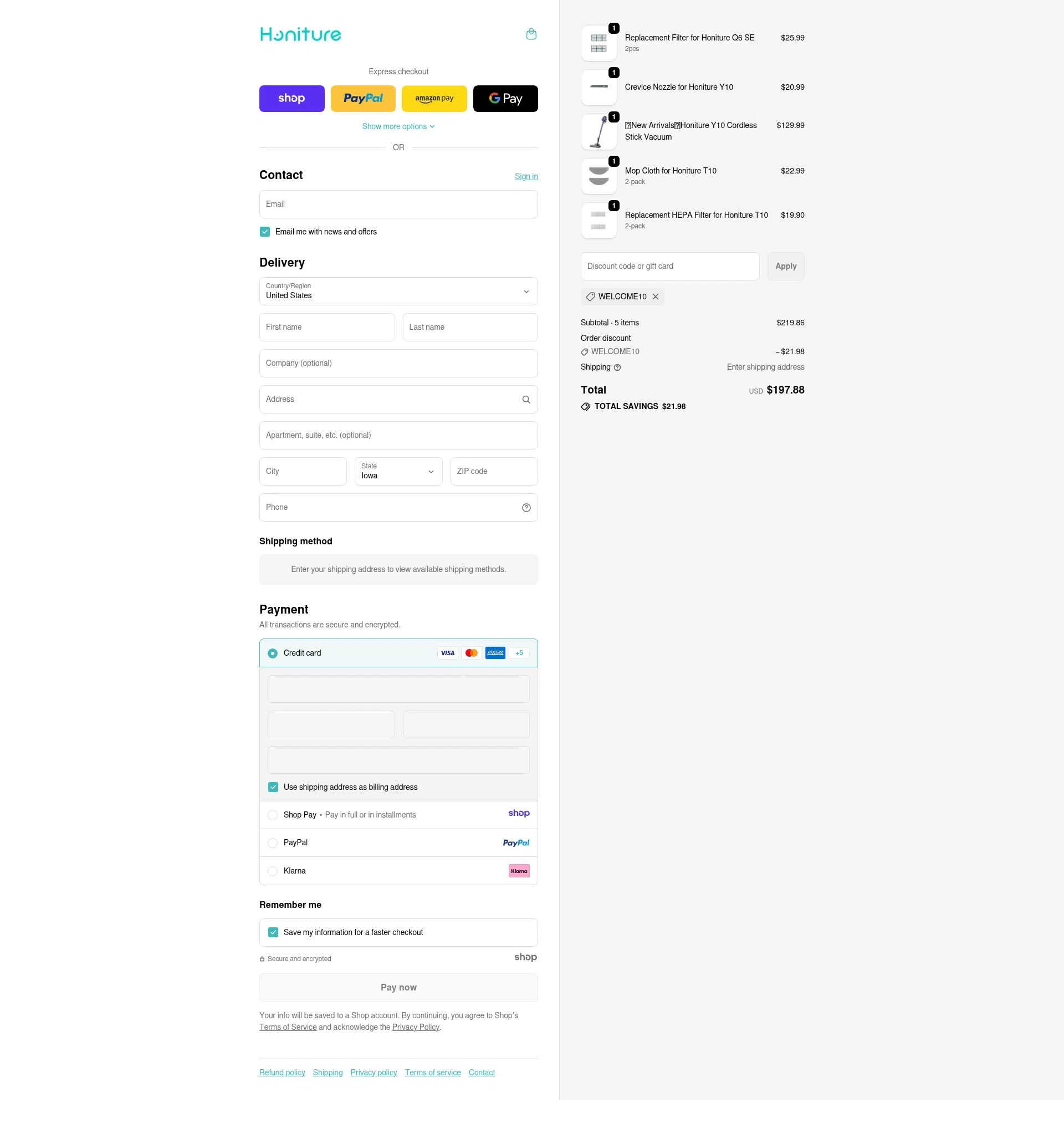 Honiture checkout page showing Honiture promo code box | Screenshot taken by SimplyCodes community member on Jan 7, 2026