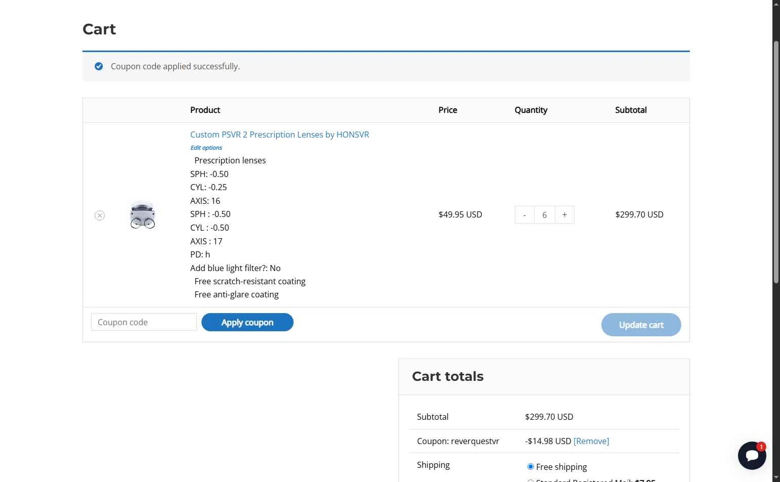 Hons VR checkout page showing Hons VR coupon code box | Screenshot taken by SimplyCodes community member on Oct 1, 2025