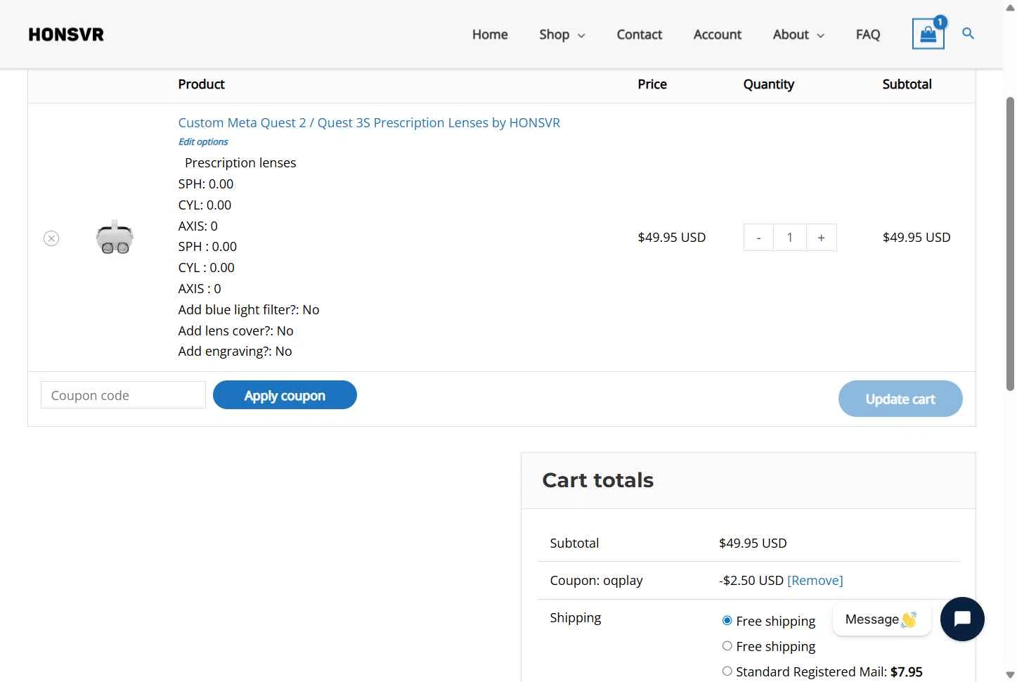 Hons VR checkout page showing Hons VR coupon code box | Screenshot taken by SimplyCodes community member on Jan 6, 2026