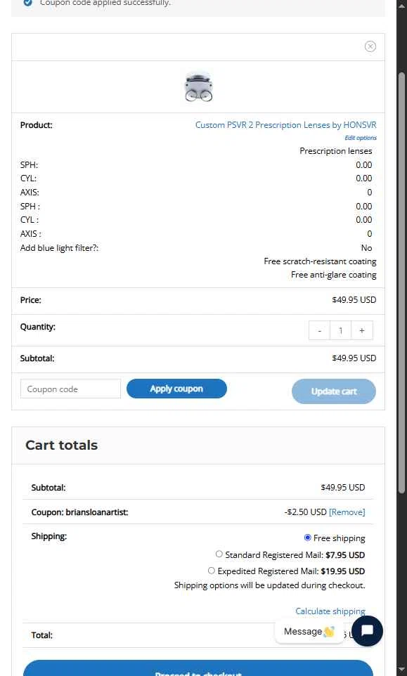 Hons VR checkout page showing Hons VR coupon code box | Screenshot taken by SimplyCodes community member on Dec 2, 2025
