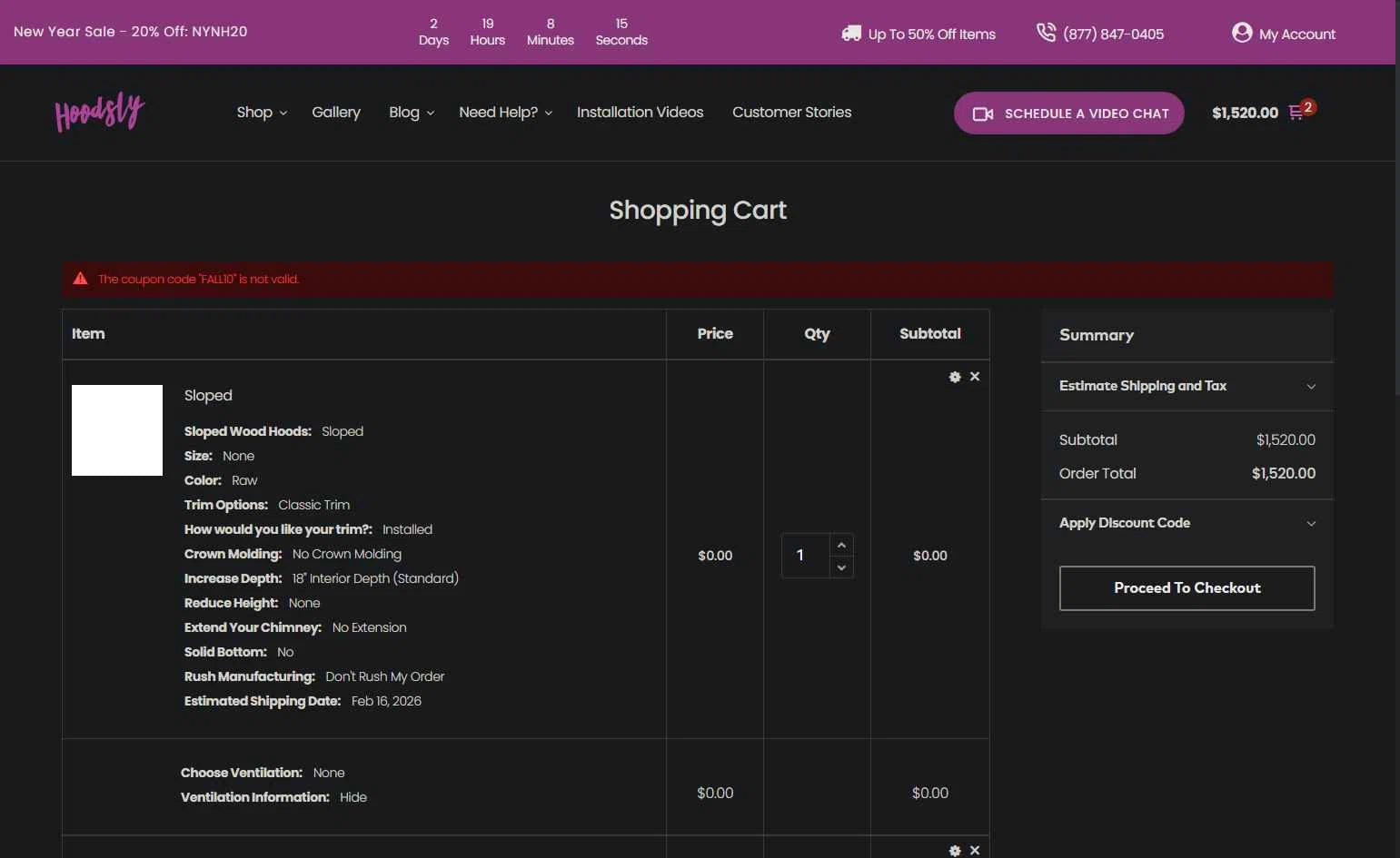 Hoodsly checkout page showing Hoodsly discount code box | Screenshot taken by SimplyCodes community member on Jan 12, 2026