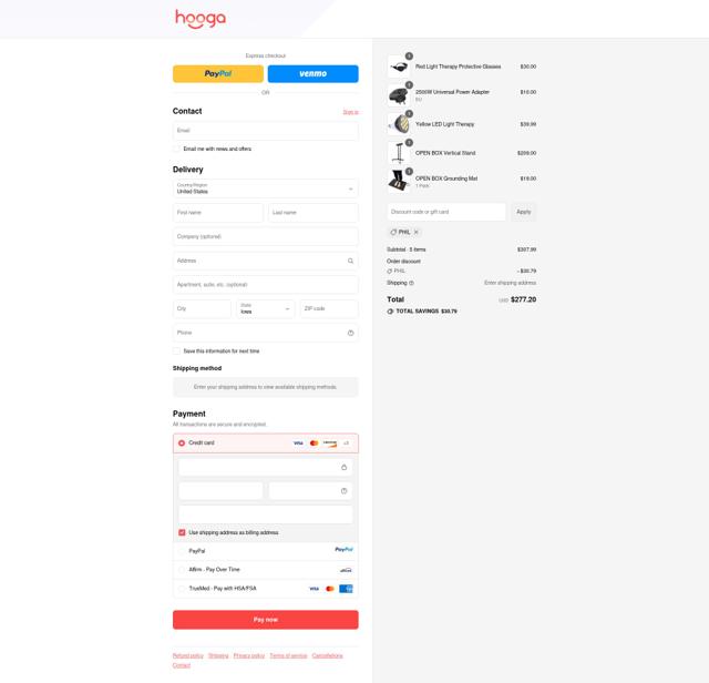 Hooga checkout page showing Hooga discount code box | Screenshot taken by SimplyCodes community member on Sep 10, 2025