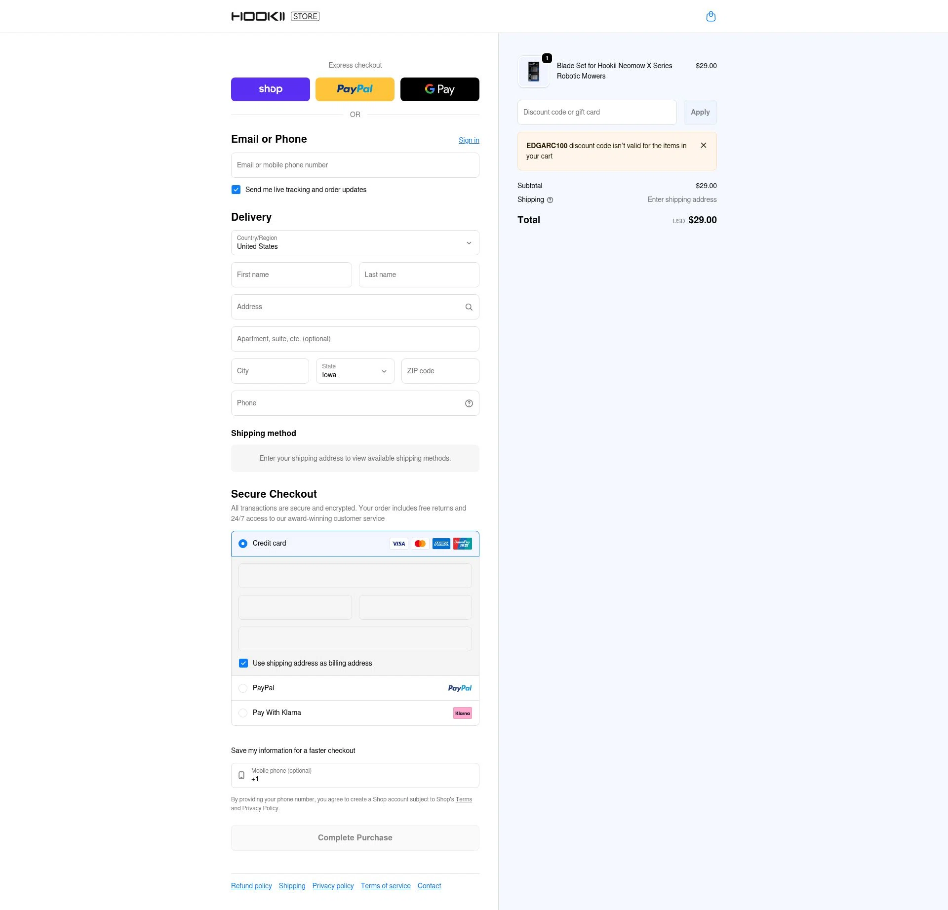 HOOKII checkout page showing HOOKII coupon code box | Screenshot taken by SimplyCodes community member on Jan 10, 2026