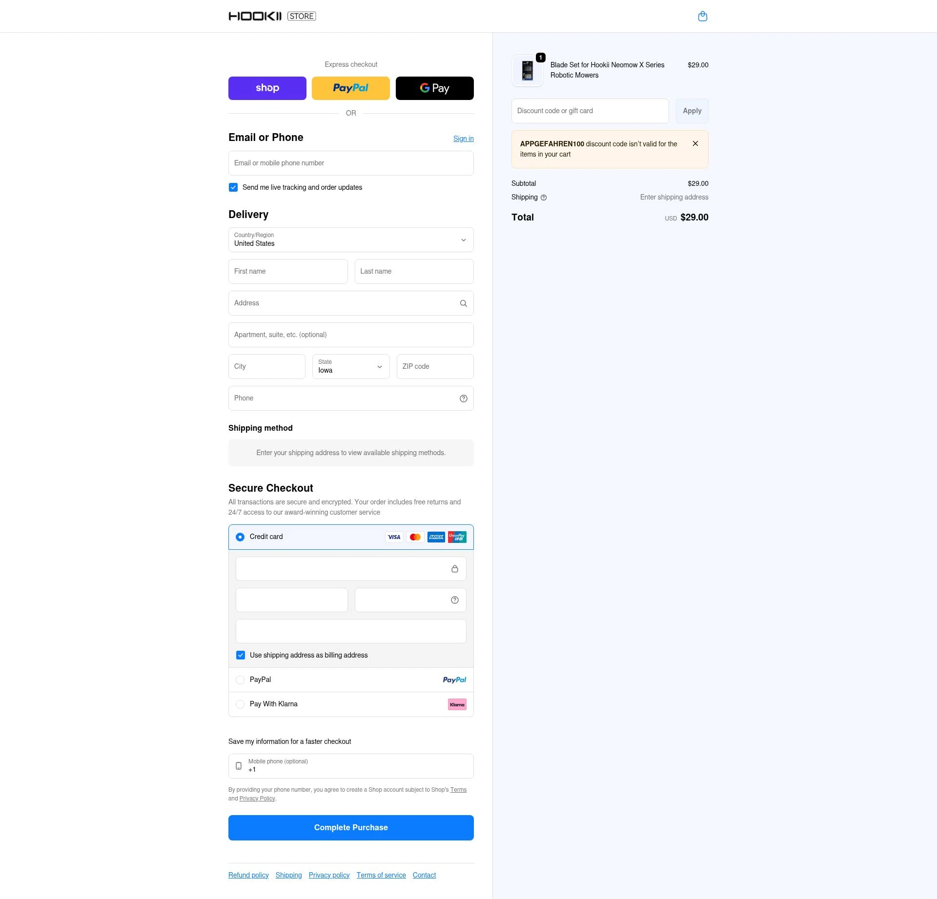 HOOKII checkout page showing HOOKII coupon code box | Screenshot taken by SimplyCodes community member on Jan 10, 2026