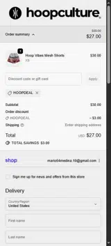 HOOPDEAL coupon verification screenshot