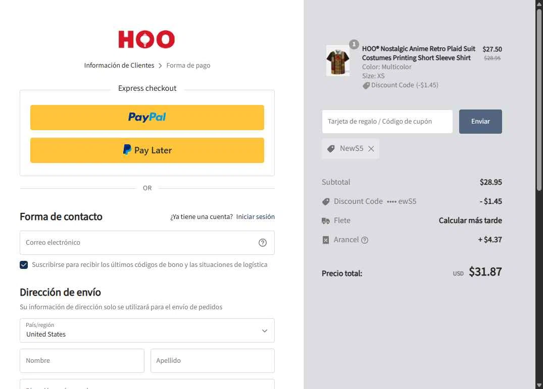 Hooshops checkout page showing Hooshops discount code box | Screenshot taken by SimplyCodes community member on Jul 1, 2025
