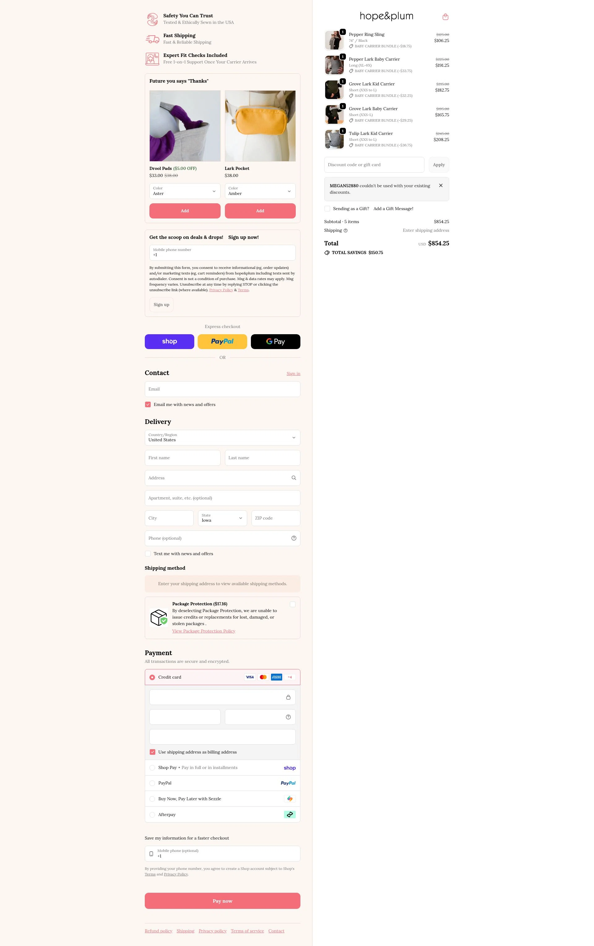 hope&plum checkout page showing hope&plum promo code box | Screenshot taken by SimplyCodes community member on Feb 3, 2026