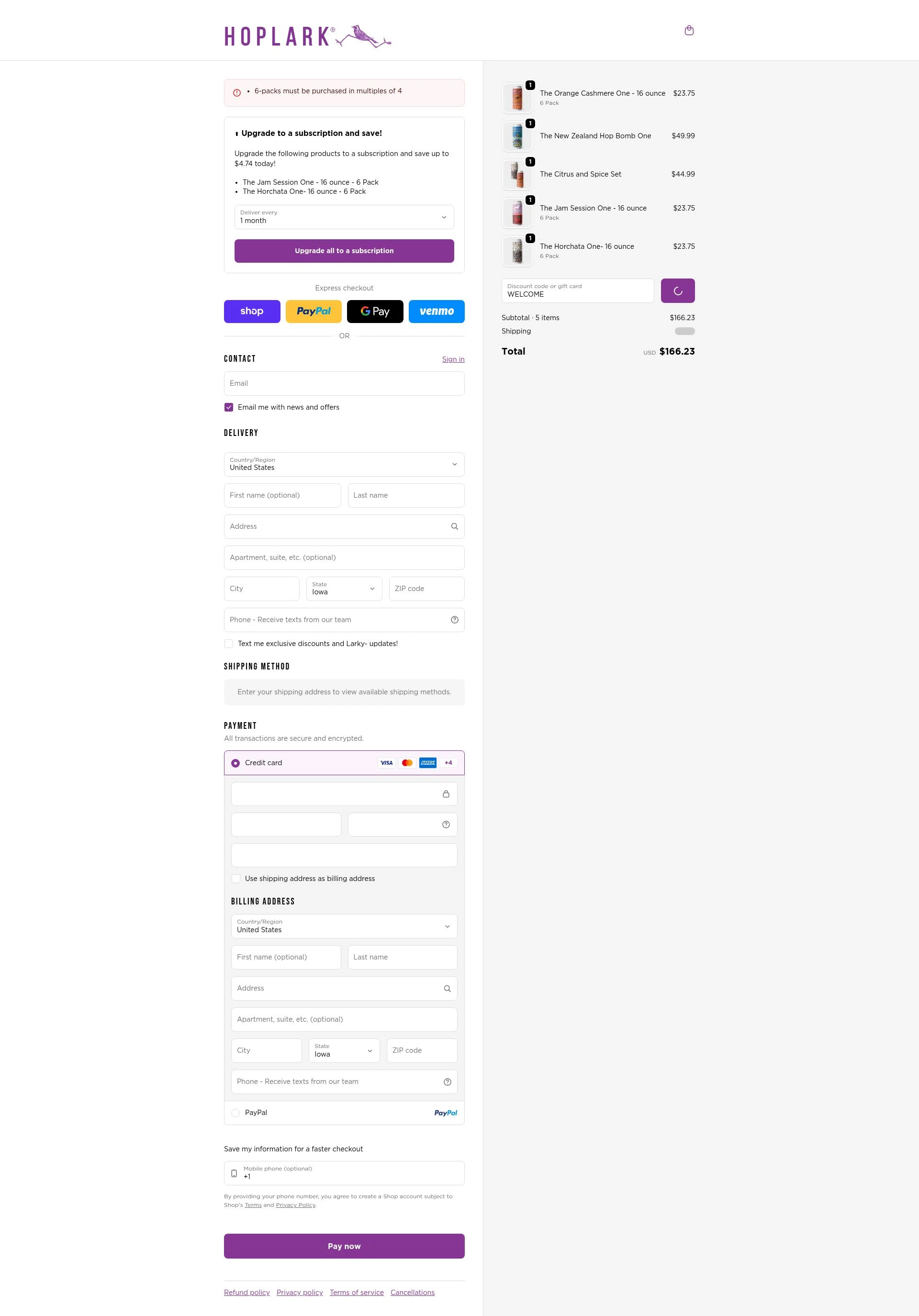 Hoplark checkout page showing Hoplark discount code box | Screenshot taken by SimplyCodes community member on Feb 3, 2026