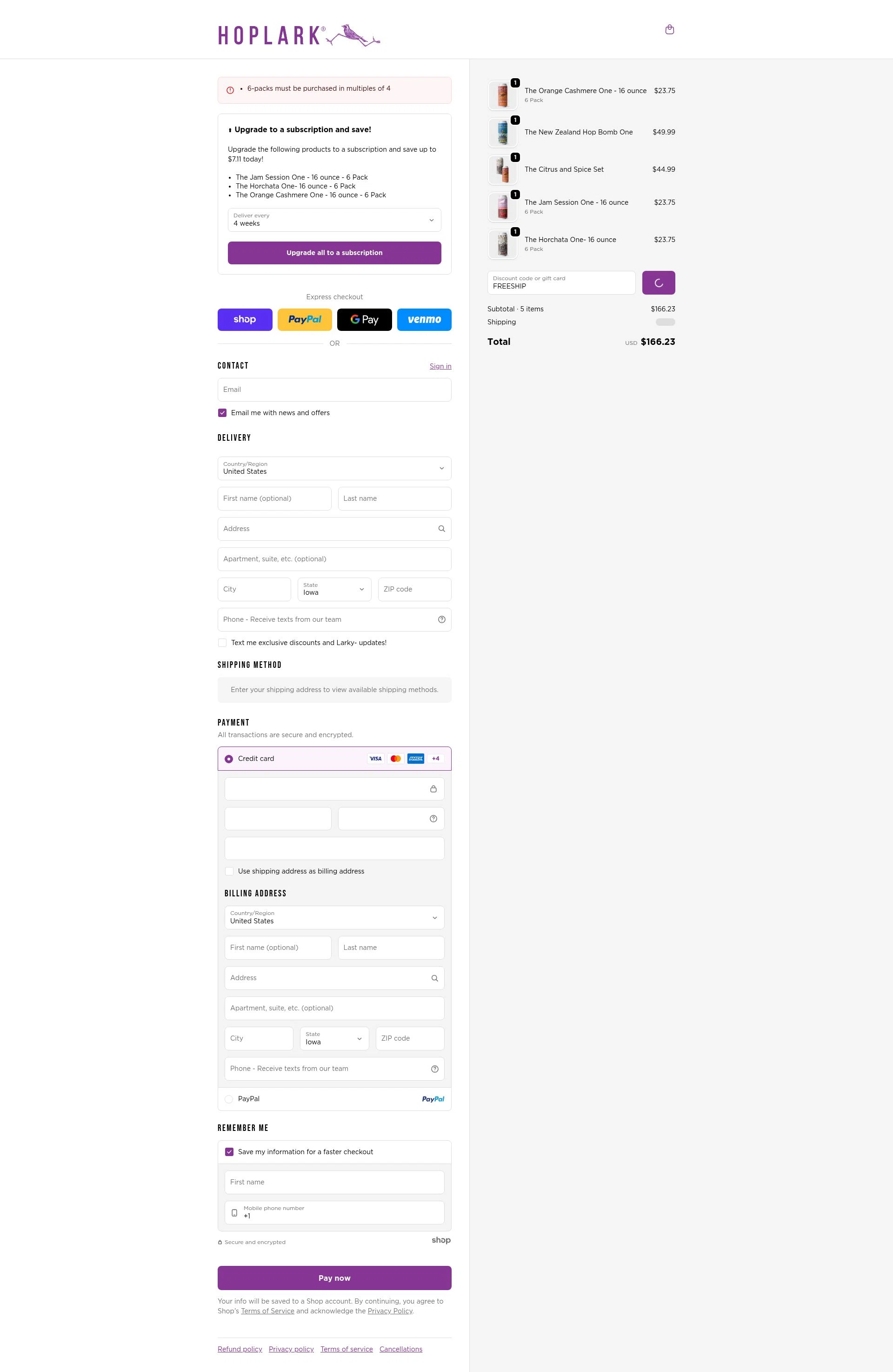 Hoplark checkout page showing Hoplark discount code box | Screenshot taken by SimplyCodes community member on Jan 29, 2026