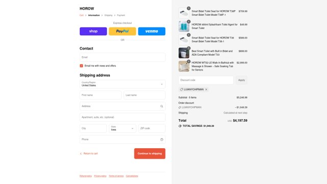 Horow checkout page showing Horow coupon code box | Screenshot taken by SimplyCodes community member on Sep 4, 2025