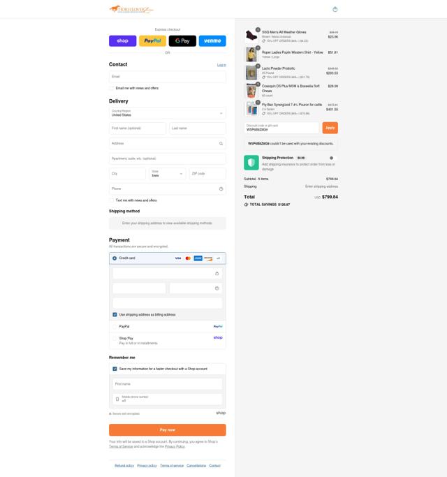 HorseLoverZ checkout page showing HorseLoverZ discount code box | Screenshot taken by SimplyCodes community member on Sep 8, 2025
