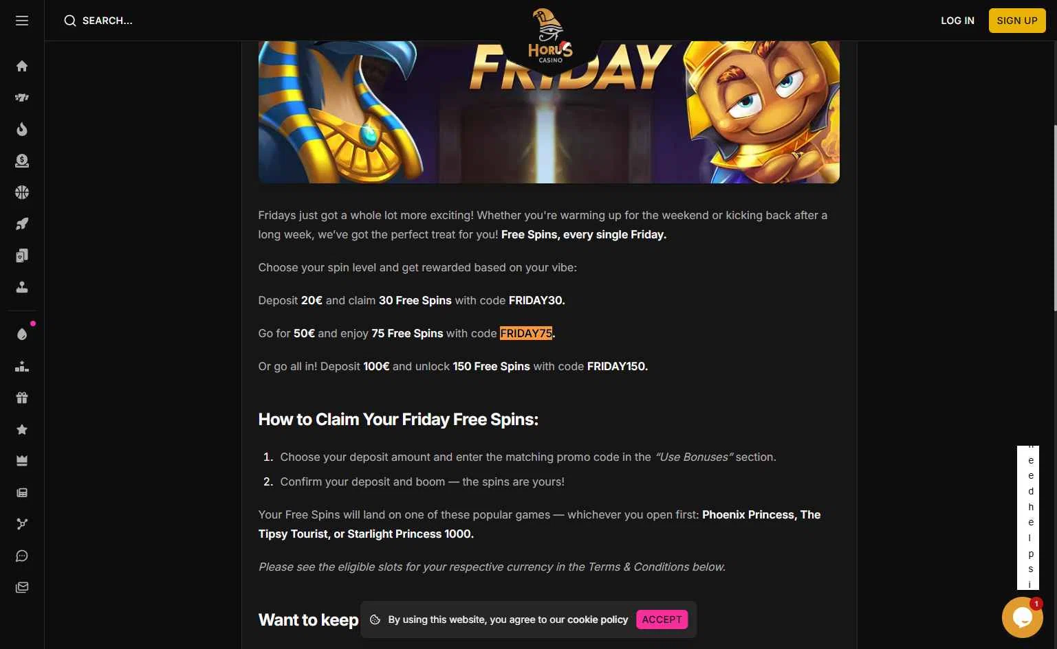 Horus Casino checkout page showing Horus Casino promo code box | Screenshot taken by SimplyCodes community member on Dec 23, 2025