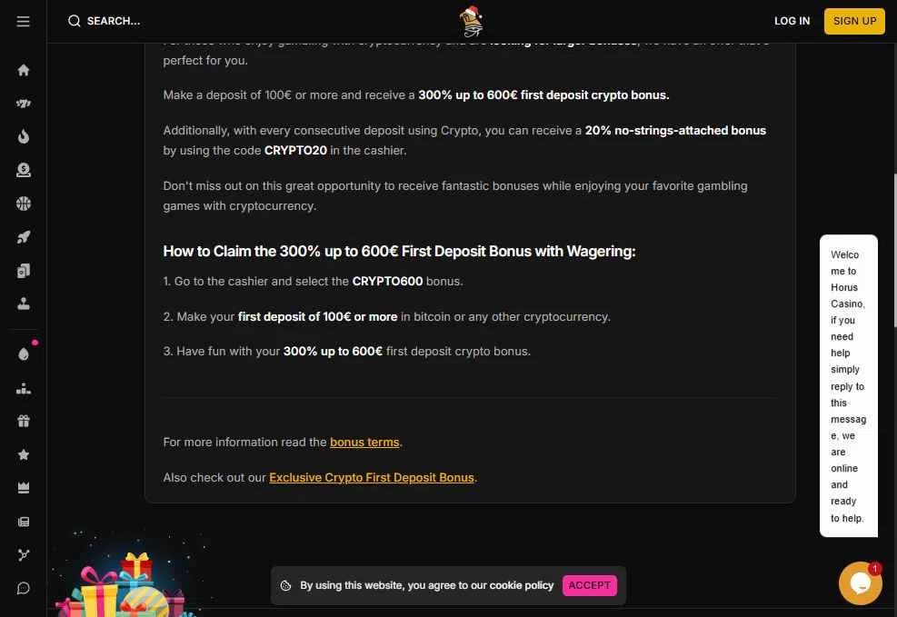 Horus Casino checkout page showing Horus Casino promo code box | Screenshot taken by SimplyCodes community member on Dec 22, 2025