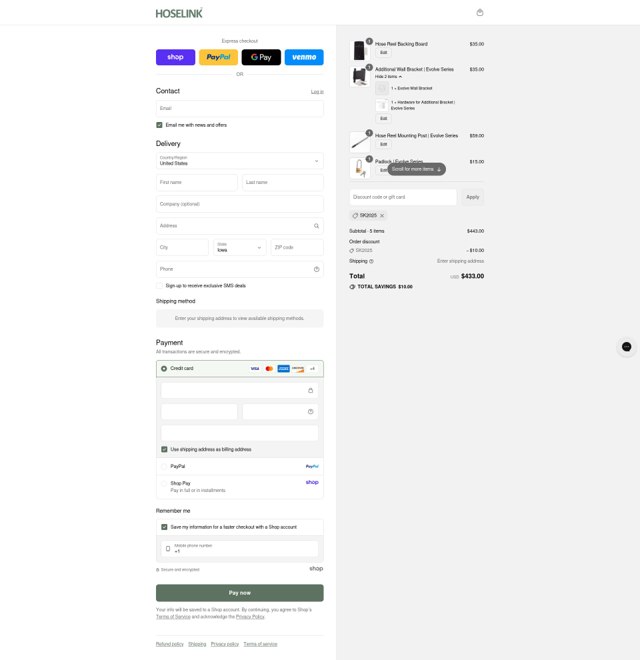 Hoselink USA checkout page showing Hoselink USA discount code box | Screenshot taken by SimplyCodes community member on Aug 31, 2025