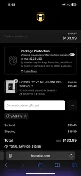 Hosstile coupon verification screenshot