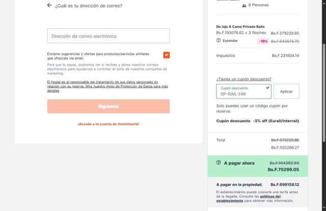 Hostelworld checkout page showing Hostelworld discount code box | Screenshot taken by SimplyCodes community member on Jul 24, 2025