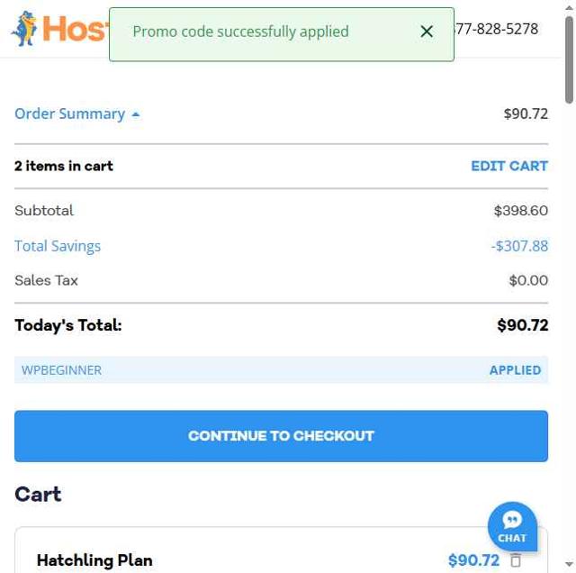 HostGator checkout page showing HostGator promo code box | Screenshot taken by SimplyCodes community member on Sep 12, 2025