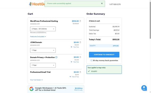 HostGator checkout page showing HostGator promo code box | Screenshot taken by SimplyCodes community member on Sep 9, 2025