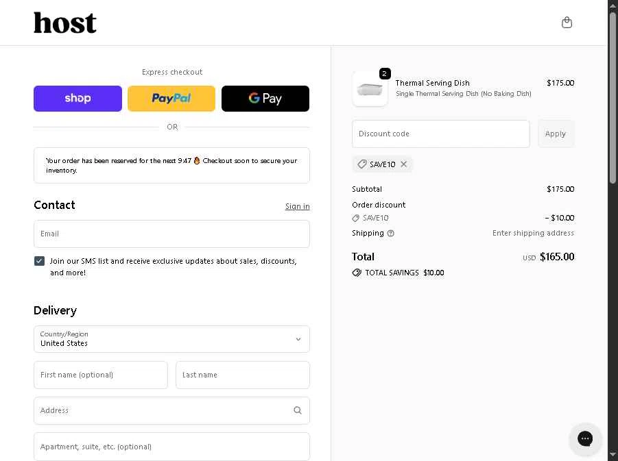 Host Modern checkout page showing Host Modern discount code box | Screenshot taken by SimplyCodes community member on Dec 5, 2025