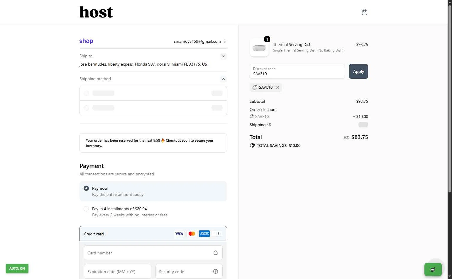 Host Modern checkout page showing Host Modern discount code box | Screenshot taken by SimplyCodes community member on Jan 3, 2026