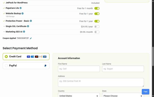 HostPapa checkout page showing HostPapa promo code box | Screenshot taken by SimplyCodes community member on Aug 4, 2025