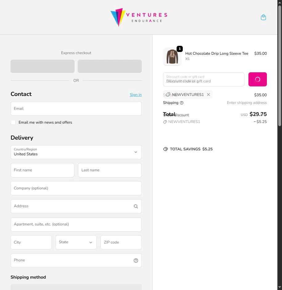 Hot Chocolate 15K/5K checkout page showing Hot Chocolate 15K/5K promo code box | Screenshot taken by SimplyCodes community member on Jan 10, 2026