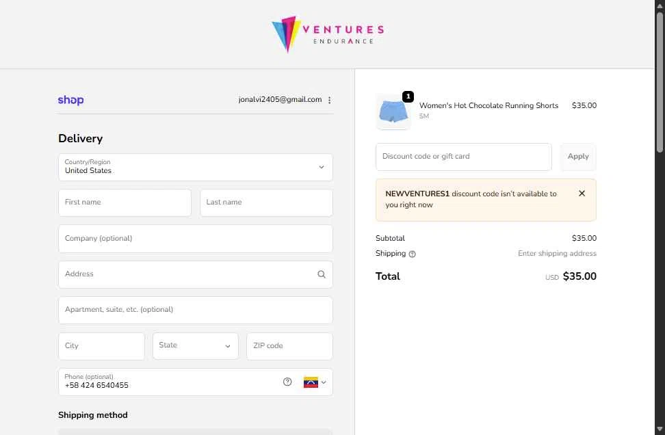 Hot Chocolate 15K/5K checkout page showing Hot Chocolate 15K/5K promo code box | Screenshot taken by SimplyCodes community member on Jan 4, 2026