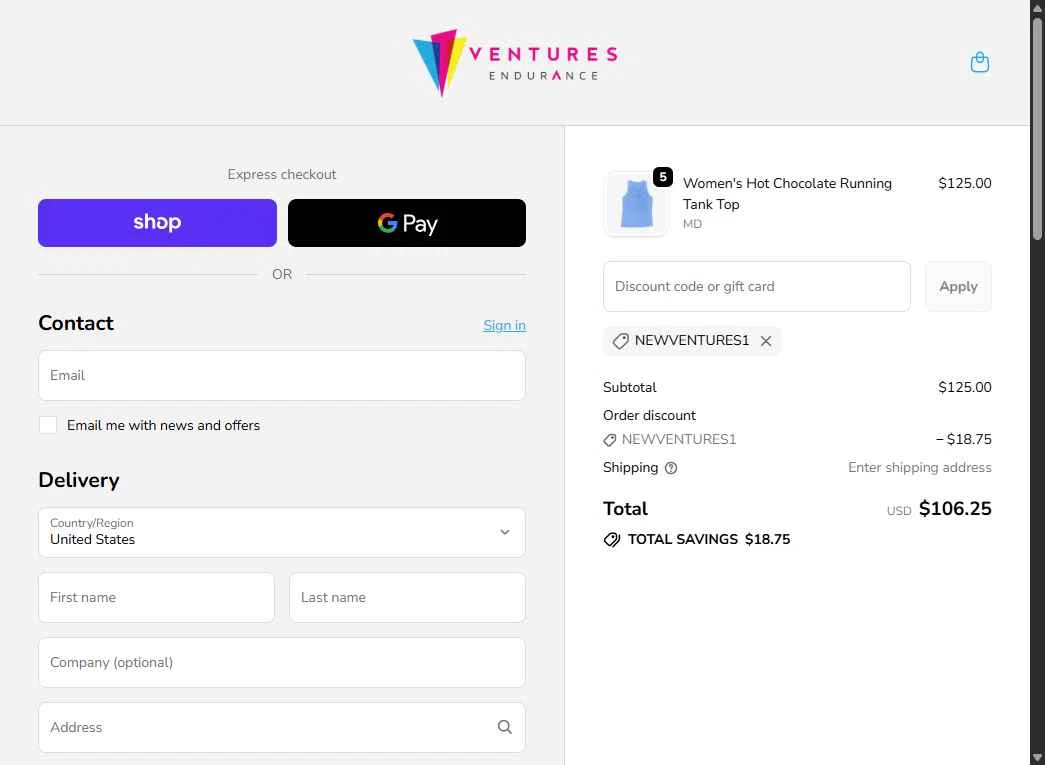 Hot Chocolate 15K/5K checkout page showing Hot Chocolate 15K/5K promo code box | Screenshot taken by SimplyCodes community member on Oct 29, 2025