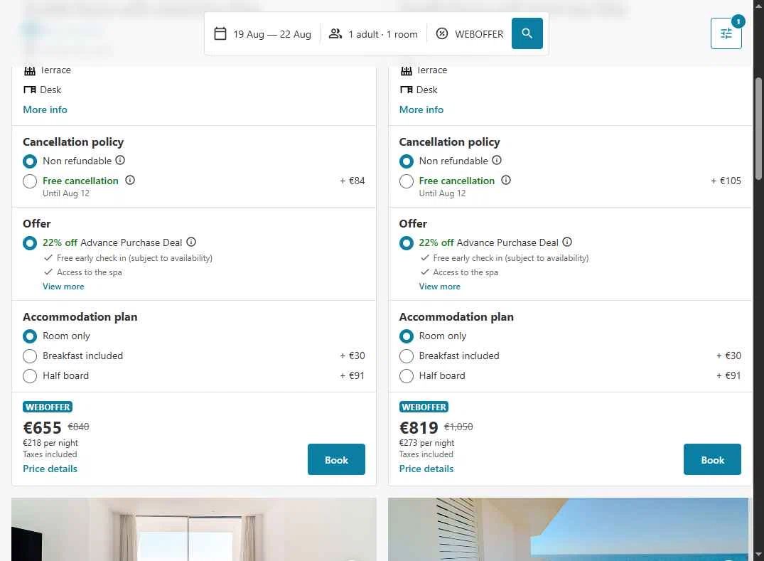 Spirit Hotel Benalmadena Beach checkout page showing Spirit Hotel Benalmadena Beach promo code box | Screenshot taken by SimplyCodes community member on Jul 7, 2025